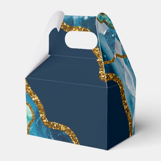 Blauw- en goudgetijden Glitter Wedding Bedankdoosjes (Achterkant)