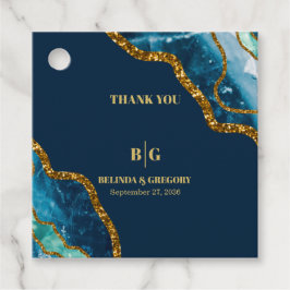 Blauw- en goudgetijden Glitter Wedding Bedankjes Labels