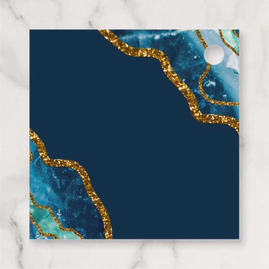 Blauw- en goudgetijden Glitter Wedding Bedankjes Labels (Achterkant)