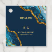 Blauw- en goudgetijden Glitter Wedding Bedankjes Labels (Voorkant)