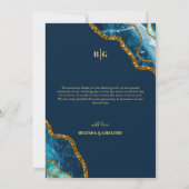 Blauw- en goudgetijden Glitter Wedding Bedankkaart (Achterkant)