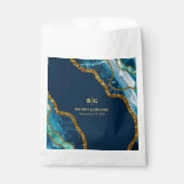 Blauw- en goudgetijden Glitter Wedding Bedankzakje (Voorkant)