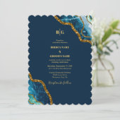 Blauw- en goudgetijden Glitter Wedding Kaart (Staand voorkant)