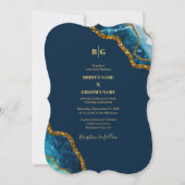 Blauw- en goudgetijden Glitter Wedding Kaart (Voorkant)