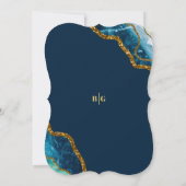 Blauw- en goudgetijden Glitter Wedding Kaart (Achterkant)