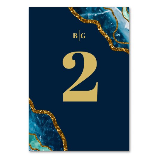 Blauw- en goudgetijden Glitter Wedding Kaart (Voorkant)