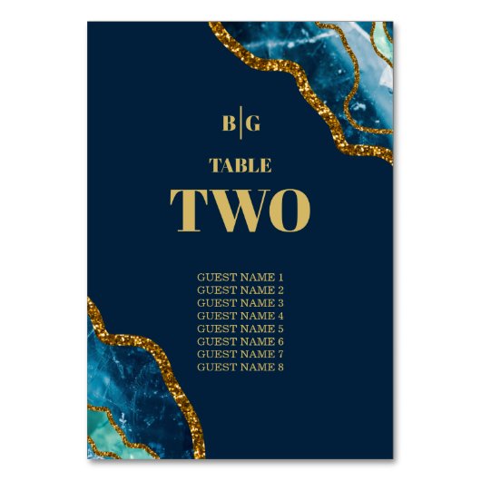 Blauw- en goudgetijden Glitter Wedding Kaart (Voorkant)