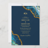 Blauw- en goudgetijden Glitter Wedding Kaart (Voorkant)