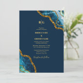 Blauw- en goudgetijden Glitter Wedding Kaart (Staand voorkant)