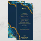Blauw- en goudgetijden Glitter Wedding Menu (Voorkant / Achterkant)