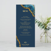 Blauw- en goudgetijden Glitter Wedding Menu (Staand voorkant)