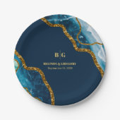 Blauw- en goudgetijden Glitter Wedding Papieren Bordje (Voorkant)