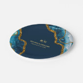 Blauw- en goudgetijden Glitter Wedding Papieren Bordje (Gekanteld)