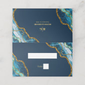 Blauw- en goudgetijden Glitter Wedding Plaatskaartje (Buitenkant ongevouwen)