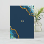 Blauw- en goudgetijden Glitter Wedding Save The Date (Staand voorkant)