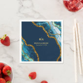 Blauw- en goudgetijden Glitter Wedding Servet (Insitu)