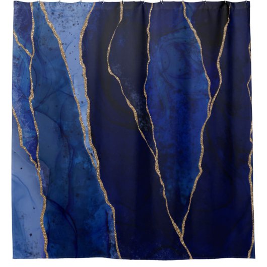 Blauw en goudgewijs geagate moderne glam tot een m douchegordijn (Voorkant)
