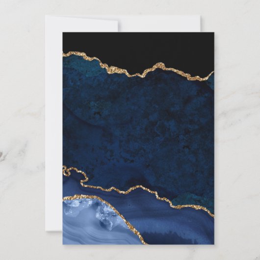 Blauw en goudglitter Agate en marmer Wedding Bedankkaart (Achterkant)