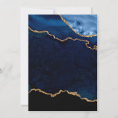 Blauw en goudglitter Agate & Marble Wedding Bedankkaart (Achterkant)
