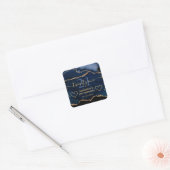 Blauw en goudglitter Agate Marmer 21e verjaardag Vierkante Sticker (Envelop)