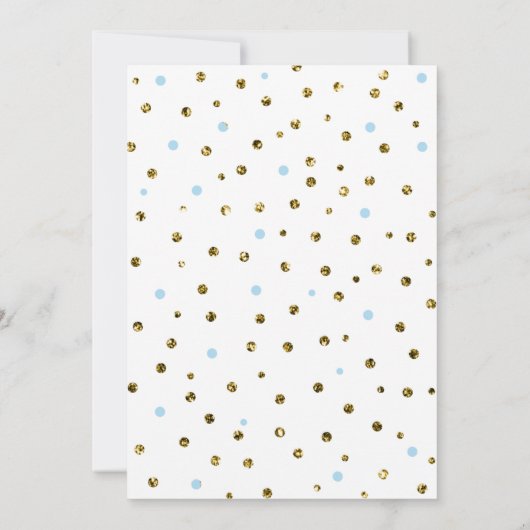 Blauw en goudglitter Confetti Moon Baby shower Kaart (Achterkant)
