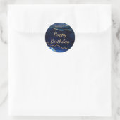 Blauw en goudglitter marmer Agate Birthday Ronde Sticker (Tas)