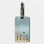 Blauw en goudglitter - Monogram Bagagelabel (Achterkant verticaal)