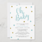 Blauw en goudglitter Oh Baby shower Kaart (Voorkant)