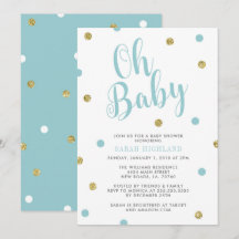 Blauw en goudglitter Oh Baby shower