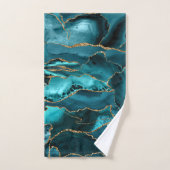 Blauw- en goudglitteragaat bad handdoek (Handdoek)