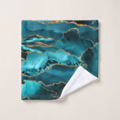 Blauw- en goudglitteragaat bad handdoek (Wasdoekje)