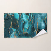 Blauw- en goudglitteragaat bad handdoek (Handdoek)