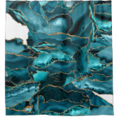 Blauw- en goudglitteragaat douchegordijn (Voorkant)