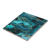 Blauw- en goudglitteragaat tegeltje (Zijkant)