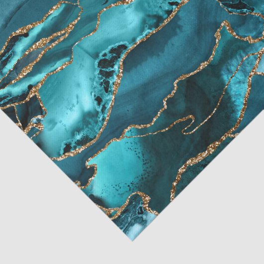 Blauw en goudglitteraglaat abstract tissuepapier (Detail)