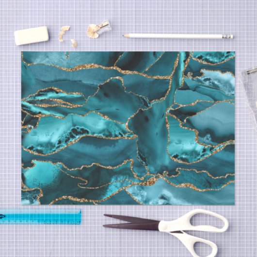 Blauw en goudglitteraglaat abstract tissuepapier (Craft)