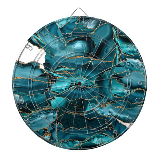 Blauw en goudglitteraglaat dartbord (Voorkant)