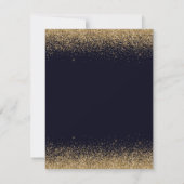 Blauw- en goudglittergewas en dresse zweet-zestien RSVP kaartje (Achterkant)