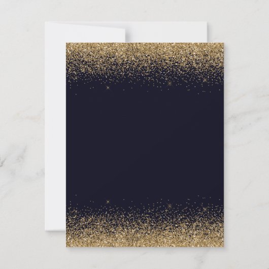 Blauw- en goudglittergewas en dresse zweet-zestien RSVP kaartje (Achterkant)