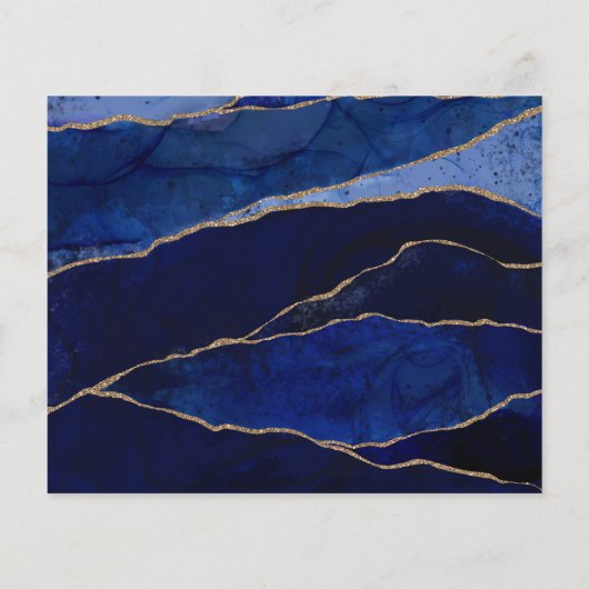 Blauw en goudgrijs modern huwelijk sparen de datum (Achterkant)