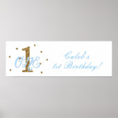 Blauw- en goudjongens Eén 1-jarige feestdag Poster (Voorkant)