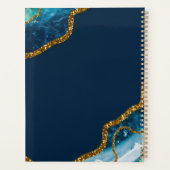 Blauw- en goudkanton Glitter Monogram Planner (Achterkant)