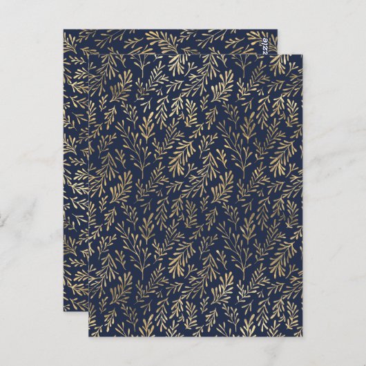 Blauw en goudkleurig Abstract deco verliest patroo Briefkaart (Voorkant / Achterkant)