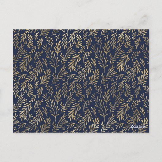 Blauw en goudkleurig Abstract deco verliest patroo Briefkaart (Achterkant)