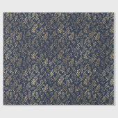 Blauw en goudkleurig Abstract deco verliest patroo Cadeaupapier (Vlak)