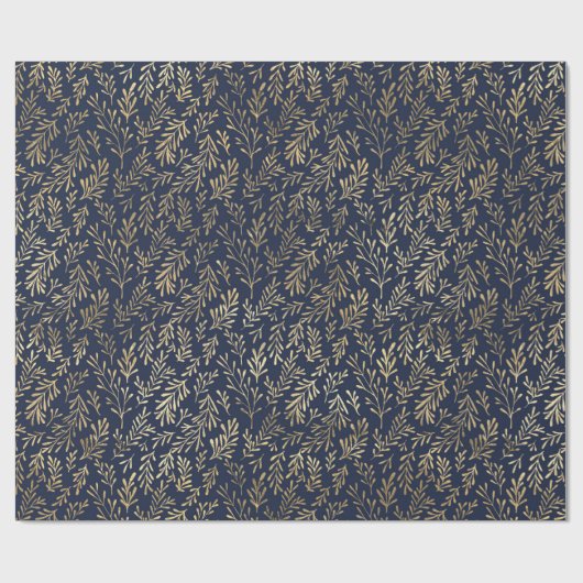 Blauw en goudkleurig Abstract deco verliest patroo Cadeaupapier (Vlak)