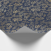 Blauw en goudkleurig Abstract deco verliest patroo Cadeaupapier (Hoek)