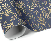 Blauw en goudkleurig Abstract deco verliest patroo Cadeaupapier (Rol Hoek)