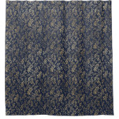 Blauw en goudkleurig Abstract deco verliest patroo Douchegordijn (Voorkant)