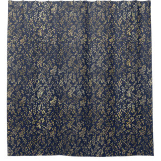 Blauw en goudkleurig Abstract deco verliest patroo Douchegordijn